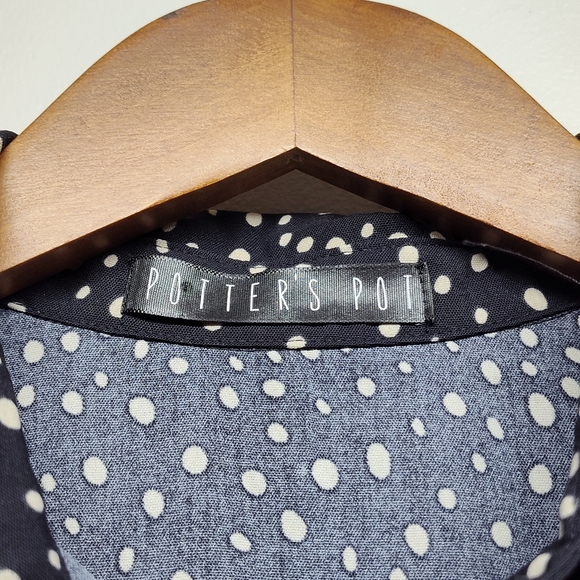 Potter's Pot Romper Women Size S Black Cream Sleeveless Collared - Picture 7 of 9